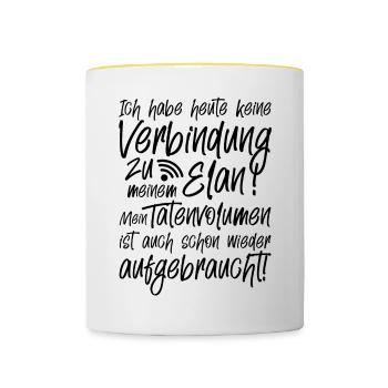 Ich habe heute keine Verbindung zu meinem Elan - Tasse zweifarbig - Weiß/Gelb - Vorne