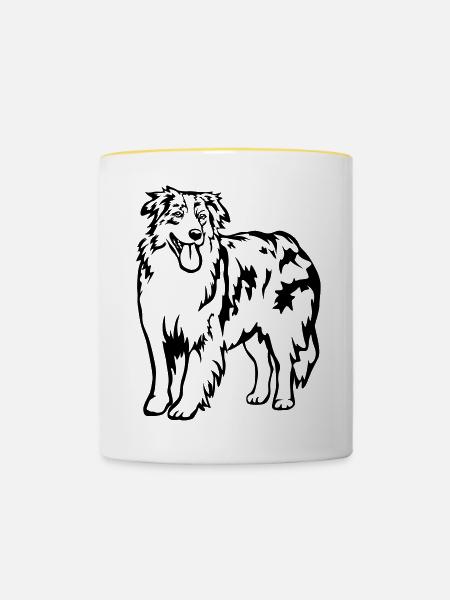 Australian Shepherd - Tasse zweifarbig - Weiß/Gelb