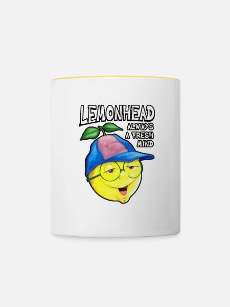 Lemonhead, immer ein frischer Geist - Tasse zweifarbig - Weiß/Gelb