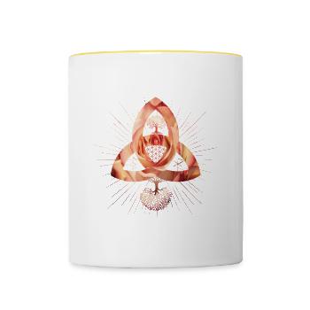 SYMBOLE RUNE - Triqueta Lebensbaum Baum des Lebens - Tasse zweifarbig - Weiß/Gelb - Vorne