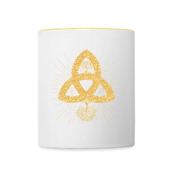 SYMBOLE RUNE - Triqueta Lebensbaum Baum des Lebens - Tasse zweifarbig - Weiß/Gelb - Vorne