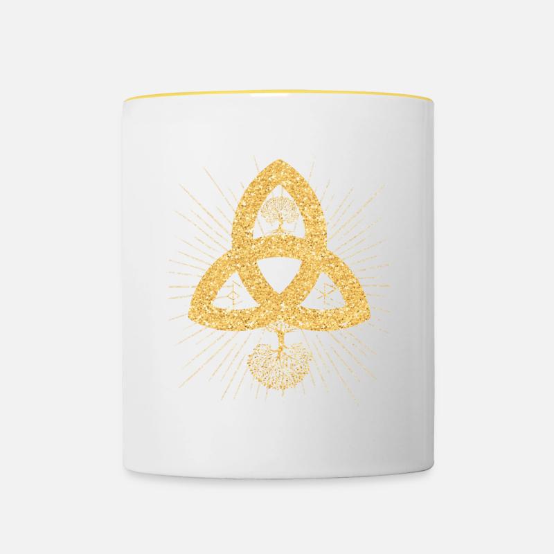 SYMBOLE RUNE - Triqueta Lebensbaum Baum des Lebens - Tasse zweifarbig - Weiß/Gelb