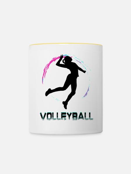 Volleyball - Tasse zweifarbig - Weiß/Gelb