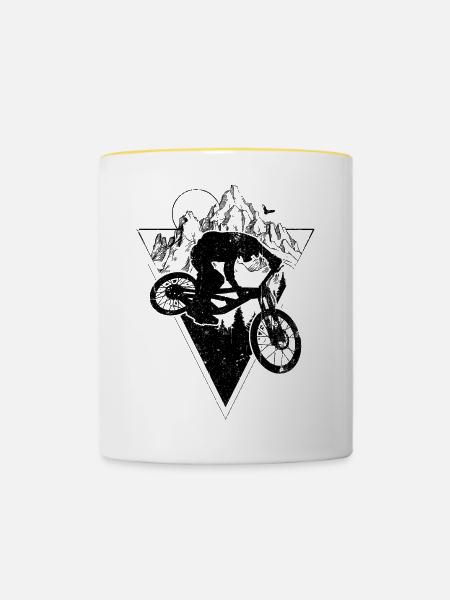 Mountainbike - Tasse zweifarbig - Weiß/Gelb