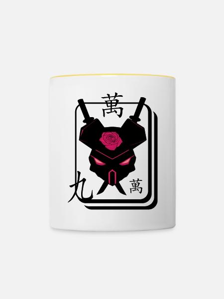 Karate Maus - Tasse zweifarbig - Weiß/Gelb