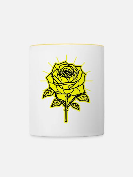 Rose Blume Dornen - Tasse zweifarbig - Weiß/Gelb