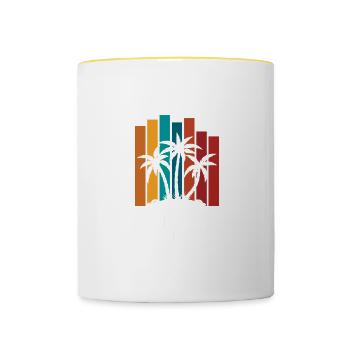 Swaying Palms Vintage Stripes And Vibes - Contrasting Mug - white/yellow - Front