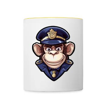 Monkey Policewoman - Contrasting Mug - white/yellow - Front
