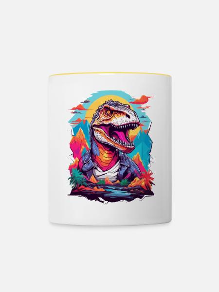 Tyrannosaurus Rex - Tasse zweifarbig - Weiß/Gelb