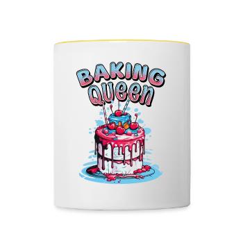 Backen Backkönigin Backfee Bäckerin Torte Kuchen - Tasse zweifarbig - Weiß/Gelb - Vorne