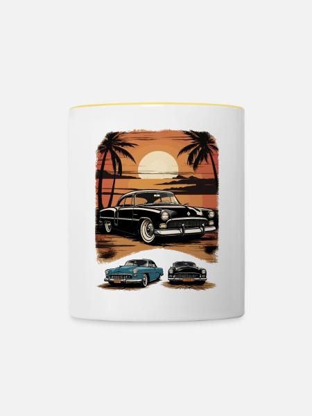 Classic Cars 1950 - Tasse zweifarbig - Weiß/Gelb