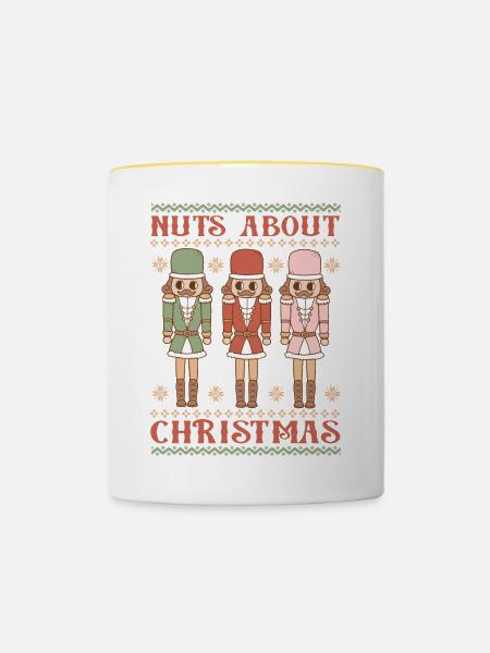 Hässlicher Weihnachtspullover - Tasse zweifarbig - Weiß/Gelb