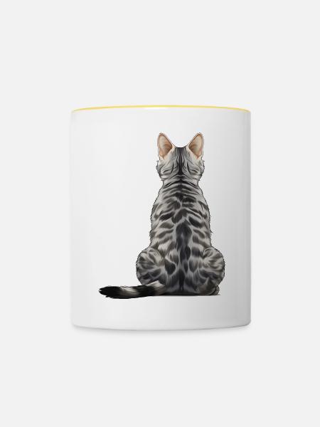 Ägyptische Mau - Tasse zweifarbig - Weiß/Gelb