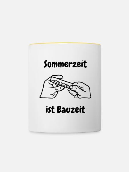 Sommerzeit ist Bauzeit - Tasse zweifarbig - Weiß/Gelb