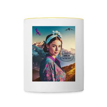 Fille de randonnée - Mug contrasté - blanc/jaune - Devant