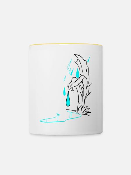Tropfenillustration - Tasse zweifarbig - Weiß/Gelb