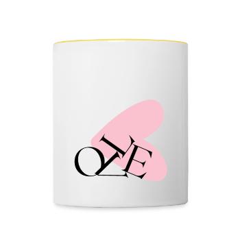 Abstract Heart Typography NE - Contrasting Mug - white/yellow - Front