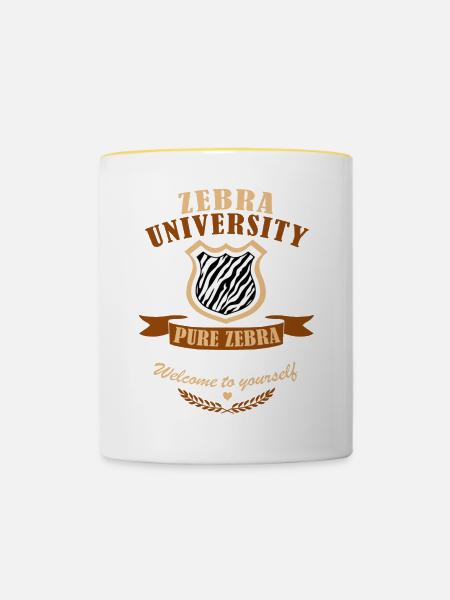 Zebra-Diplom - Tasse zweifarbig - Weiß/Gelb