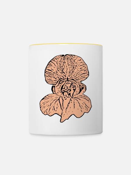 Orchidee rosa - Tasse zweifarbig - Weiß/Gelb