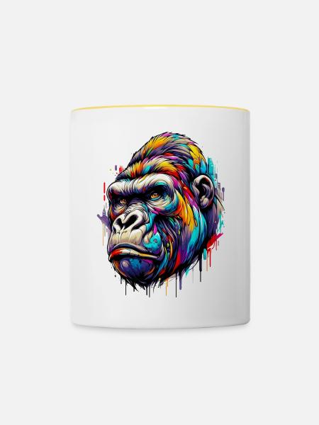 Gorilla - Tasse zweifarbig - Weiß/Gelb