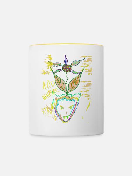 Saurer Vampir - Tasse zweifarbig - Weiß/Gelb