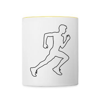 Course Femmes Fitness Hommes Course à pied Cross Country - Mug contrasté - blanc/jaune - Devant