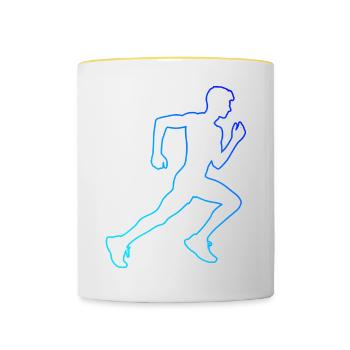 Course Jogging Homme Course à pied Femme Course à pied - Mug contrasté - blanc/jaune - Devant
