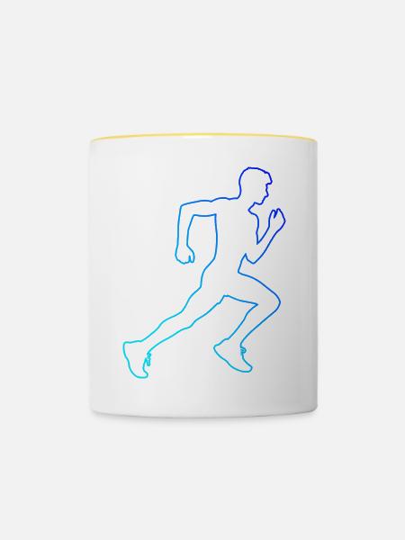Course Jogging Homme Course à pied Femme Course à pied - Mug contrasté - blanc/jaune