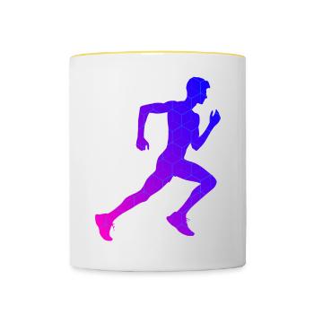 Jogging Jogging Course Fitness Cross Country Runnin - Mug contrasté - blanc/jaune - Devant