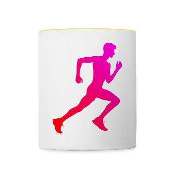 Course à pied Course à pied Fitness Femmes Jogging Cross Country - Mug contrasté - blanc/jaune - Devant