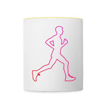 Course, Femmes, Jogging, Hommes, Course à pied, Course à pied - Mug contrasté - blanc/jaune - Devant
