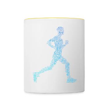 Jogging Jogging Hommes Cross Country Running - Mug contrasté - blanc/jaune - Devant
