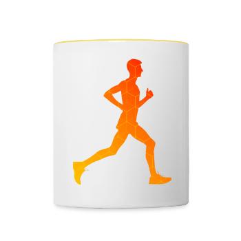 Women Running Cross Country Running Men - Contrasting Mug - white/yellow - Front