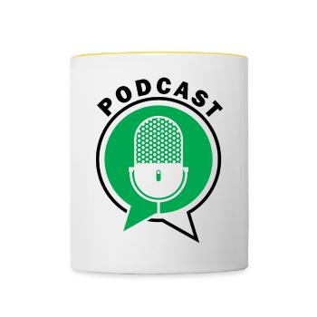 Podcast Mikrofon Sprechblasen - Tasse zweifarbig - Weiß/Gelb - Vorne