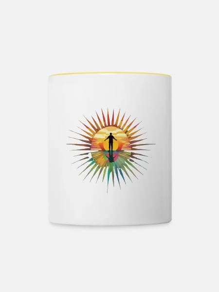 Stilvoll strahlen mit dem Regenbogenstern - Tasse zweifarbig - Weiß/Gelb