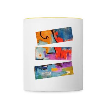 Un art abstrait vibrant aux tons lumineux - Mug contrasté - blanc/jaune - Devant