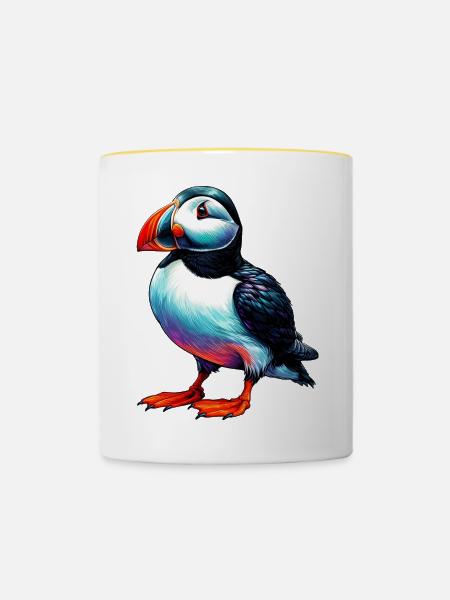 Papageitaucher - Tasse zweifarbig - Weiß/Gelb
