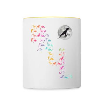 PAUL - Beau prénom de garçon avec dinosaure - Mug contrasté - blanc/jaune - Devant