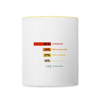 Warum ich beim Hockey verliere Hockey Spruch - Tasse zweifarbig - Weiß/Gelb - Vorne