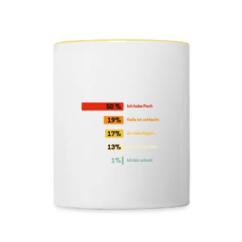 Warum ich beim Judo verliere Judoka - Tasse zweifarbig - Weiß/Gelb - Vorne