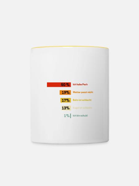 Warum ich beim Kegeln verliere Kegeln - Tasse zweifarbig - Weiß/Gelb