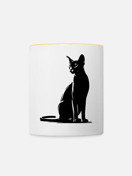 Abessiner Katze - Tasse zweifarbig - Weiß/Gelb