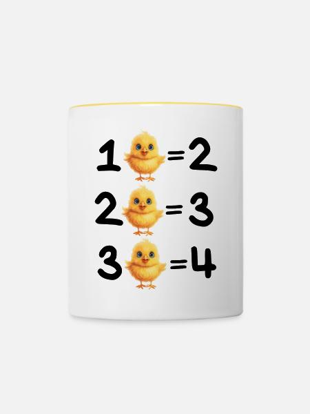 Addition, Mathematik, Addition - Tasse zweifarbig - Weiß/Gelb