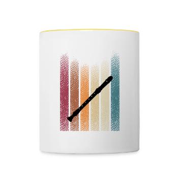 Retro Vintage Blockflöte - Tasse zweifarbig - Weiß/Gelb - Vorne