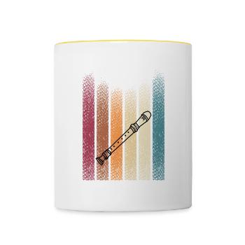 Retro Vintage Blockflöte - Tasse zweifarbig - Weiß/Gelb - Vorne