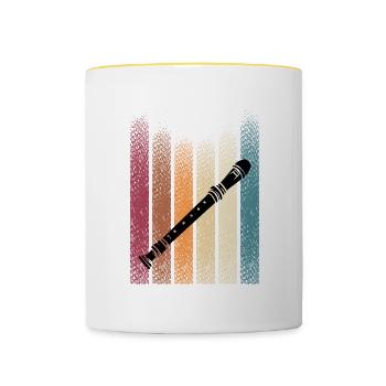 Retro Vintage Blockflöte - Tasse zweifarbig - Weiß/Gelb - Vorne