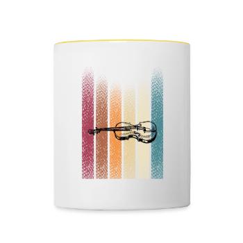 Retro Vintage Geige Violine Geigenspieler - Tasse zweifarbig - Weiß/Gelb - Vorne
