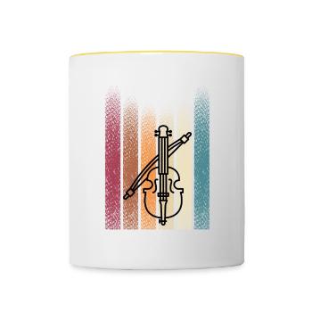Retro Vintage Geige Violine Geigenspieler - Tasse zweifarbig - Weiß/Gelb - Vorne