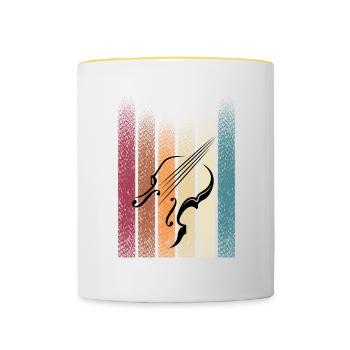 Retro Vintage Geige Violine Geigenspieler - Tasse zweifarbig - Weiß/Gelb - Vorne