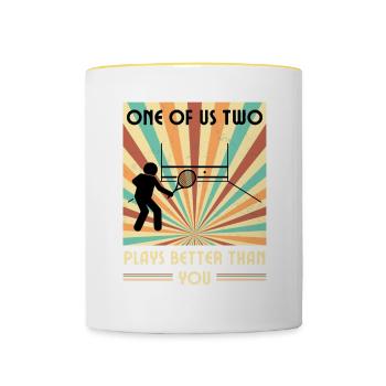 Einer Von Uns Beiden Spielt Besser Als Du Squash - Tasse zweifarbig - Weiß/Gelb - Vorne